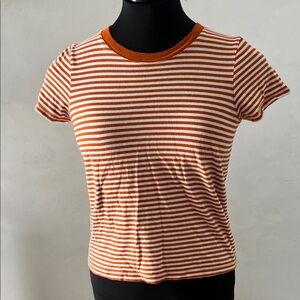 Madewell Orange and White Striped Tee